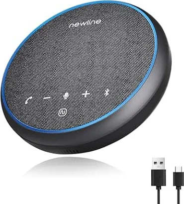 N newline Microphone USB pour Conférence Bluetooth Haut-Parleur pour PC, réduction du bruit, Capture vocale à 360° 43 heures en veille, Conference Speaker compatible avec Zoom Teams Skype, Home Office