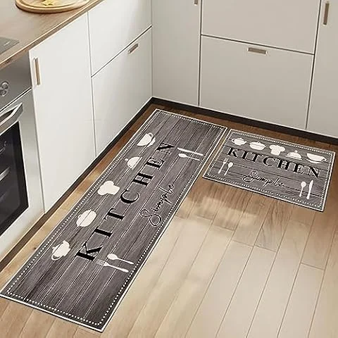 HSGLGNA Lot de 2 Tapis de Sol Anti-Fatigue pour décoration de la Maison et du Bureau - Imperméables, antidérapants et Confortables (Ustensiles de Cuisine - B, 40x60+40x120cm)