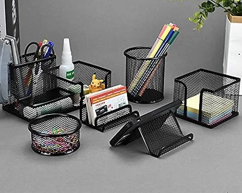 WOMGF 6PCS Rangement Bureau Organisateur Multifonctionnel Métal Porte-stylo