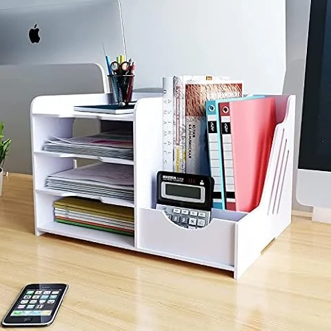 PUNCIA Organisateur de Bureau Multifonctionel en PVC Corbeilles à Courrier