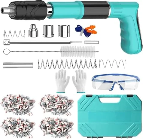 Cloueur à béton manuel avec 5 niveaux réglables - Kit complet avec 200 clous - Pistolet à ongles portable - Mini pistolet à ongles manuel pour murs en béton, plafonds