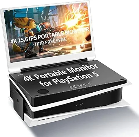 G-STORY Moniteur Portable 15,6 Pouces pour PS5, Moniteur de Jeu Portable UHD 4K IPS écran pour PS5 (Non Inclus) avec Deux HDMI, HDR, Freesync, Mode Jeu, Moniteur de Voyage pour PS5