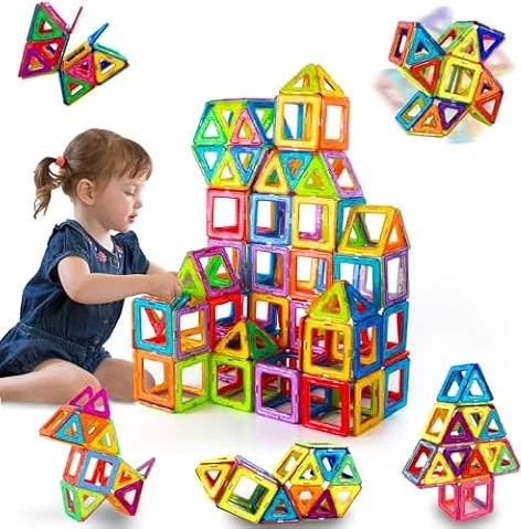 Construction Magnetique Enfant 38 Pièces Jeu Blocs de Construction Magnétiques Enfants Jouet Enfant 3 4 5 6 7 8 Ans Fille Garcon Jeux Cadeaux d'anniversaire de Noël pour 3 4 5 6 7 8 Ans Fille Garcon