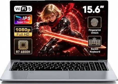 Ordinateur Portable Gaming 15,6 pouces, R7 6800H Laptop, 32Go RAM, SSD 1To